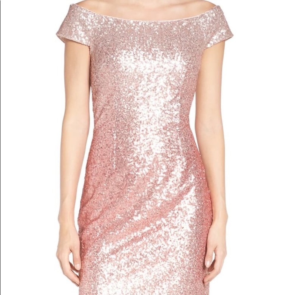 NWT Vince Camuto Blush Peach Sequin Midi Dress - Picture 2 of 11
